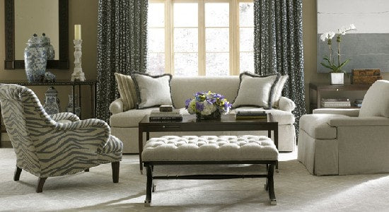 Alexa Hampton Fabrics Trims living room sofa couch cushions curtains