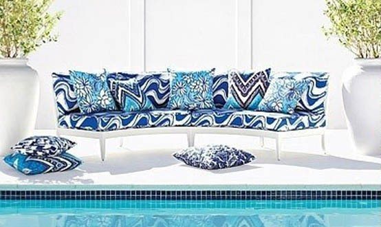 outdoor fabrics blue white vibrant pattern sofa couch cushions pool furniture boats durable washable