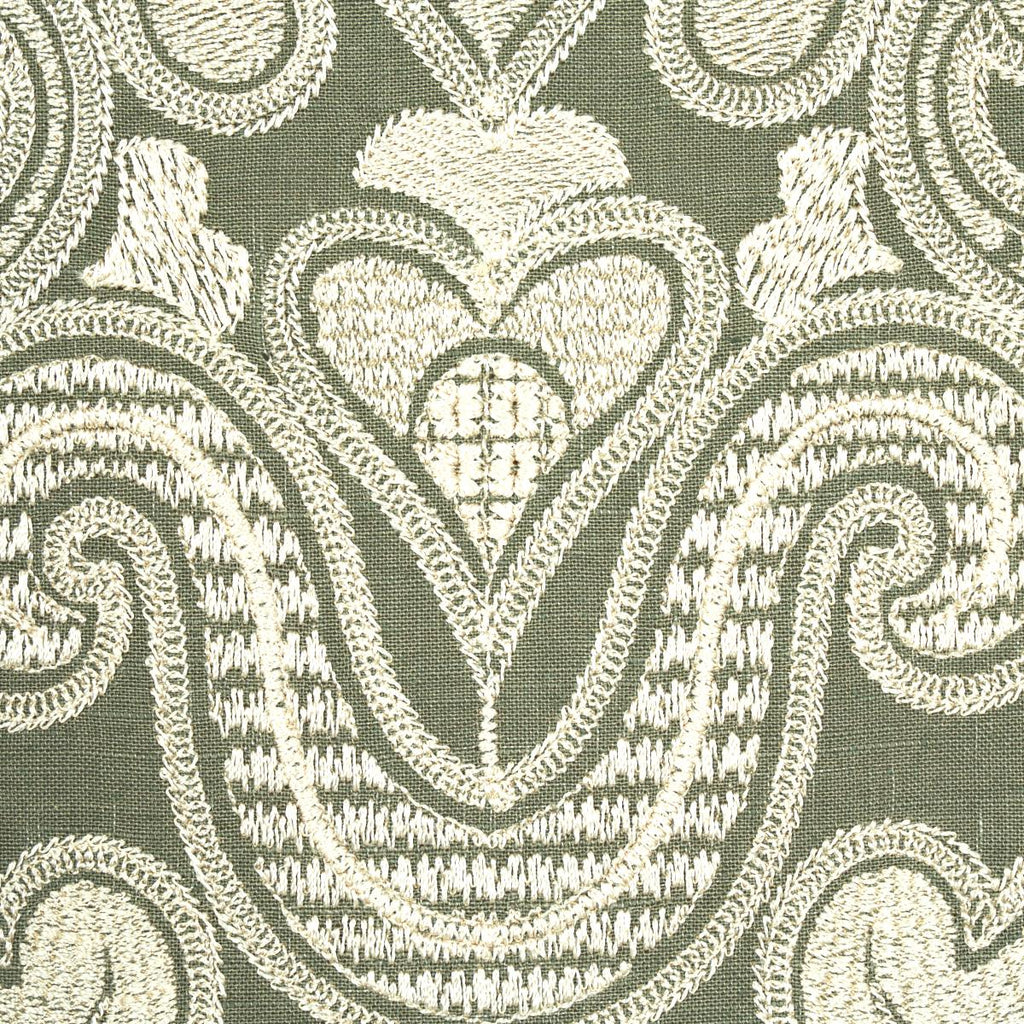 Schumacher Angkor Embroidery Peat Fabric