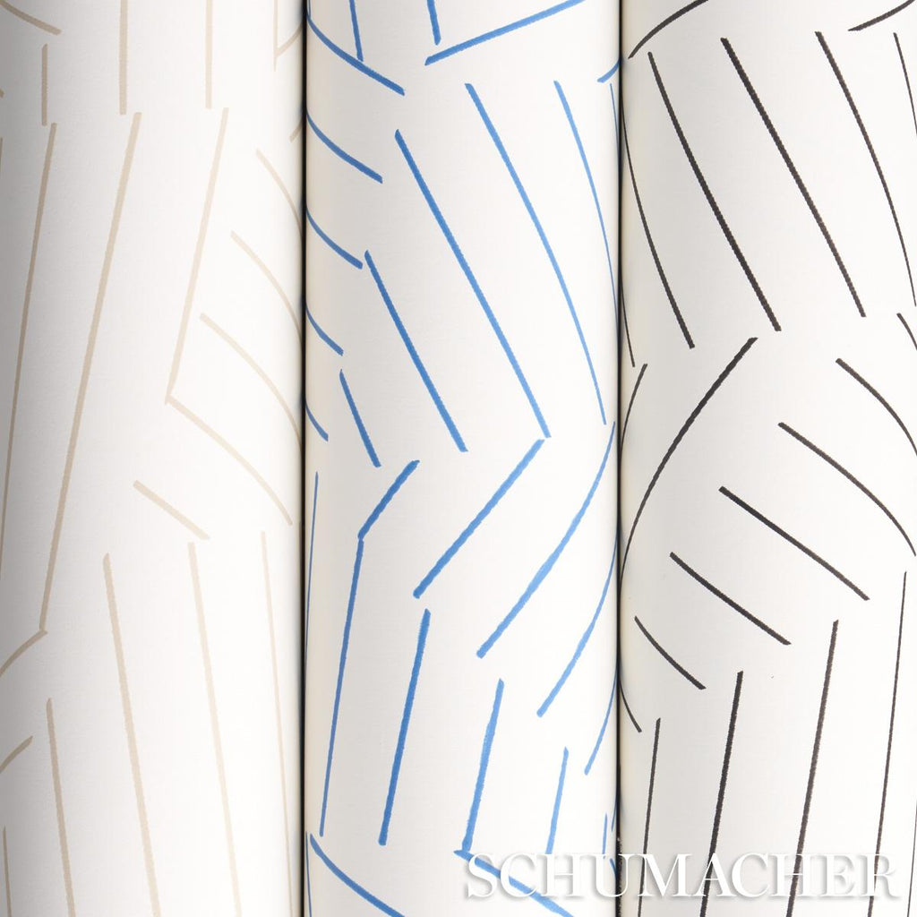 Schumacher Deconstructed Stripe Cobalt Wallpaper