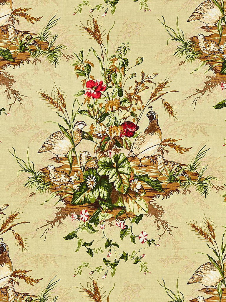 Scalamandre EDWIN'S COVEY LINEN PRINT MULTI ON WILLOW Fabric