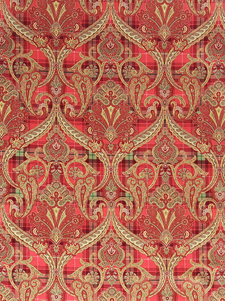 Scalamandre Highland Fling Printed Velvet Reds & Pink Fabric