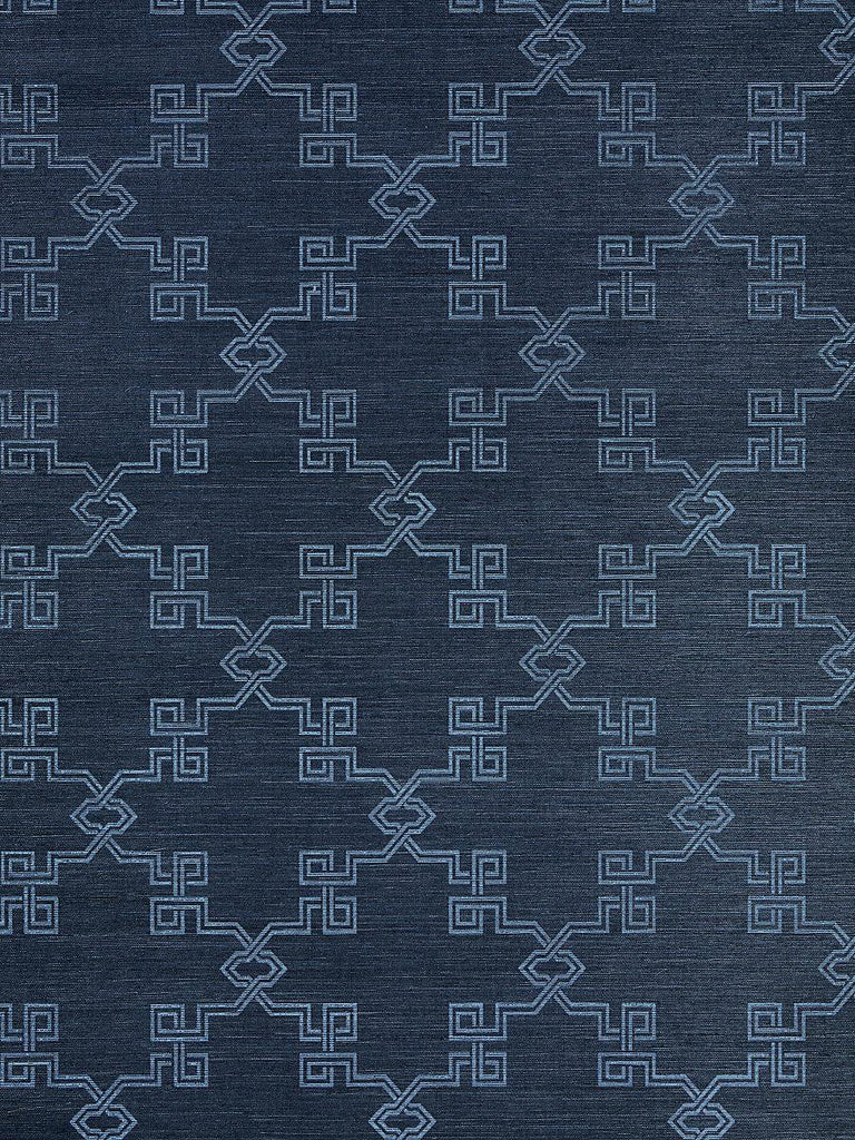 Scalamandre Suzhou Lattice Sisal Midnight Wallpaper