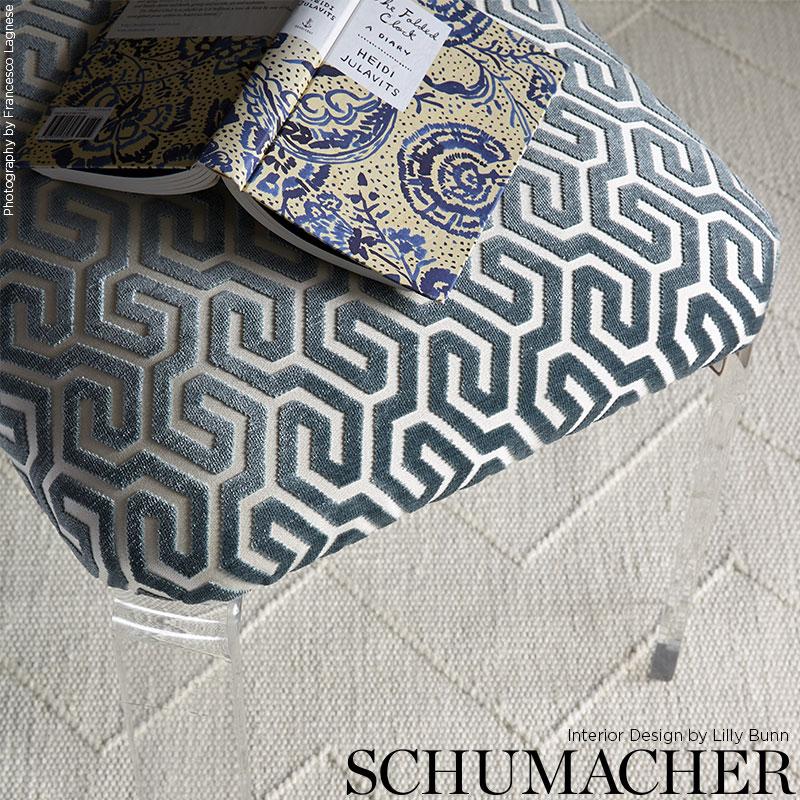 Schumacher Ming Fret Velvet Taupe Fabric