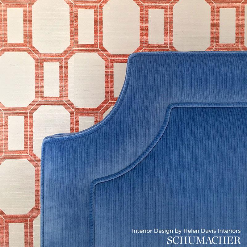 Schumacher Antique Strie Velvet Coral Fabric