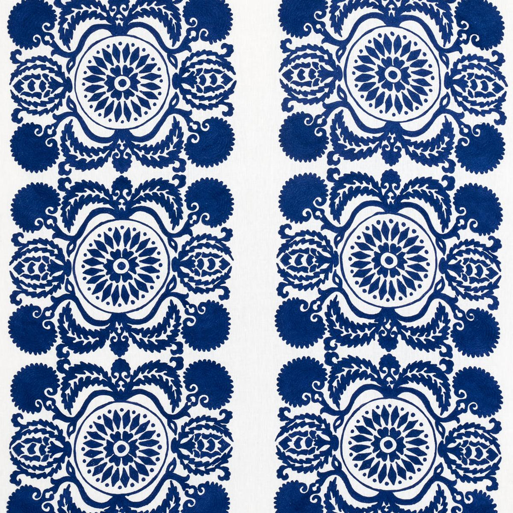Schumacher Castanet Embroidery Cobalt Fabric