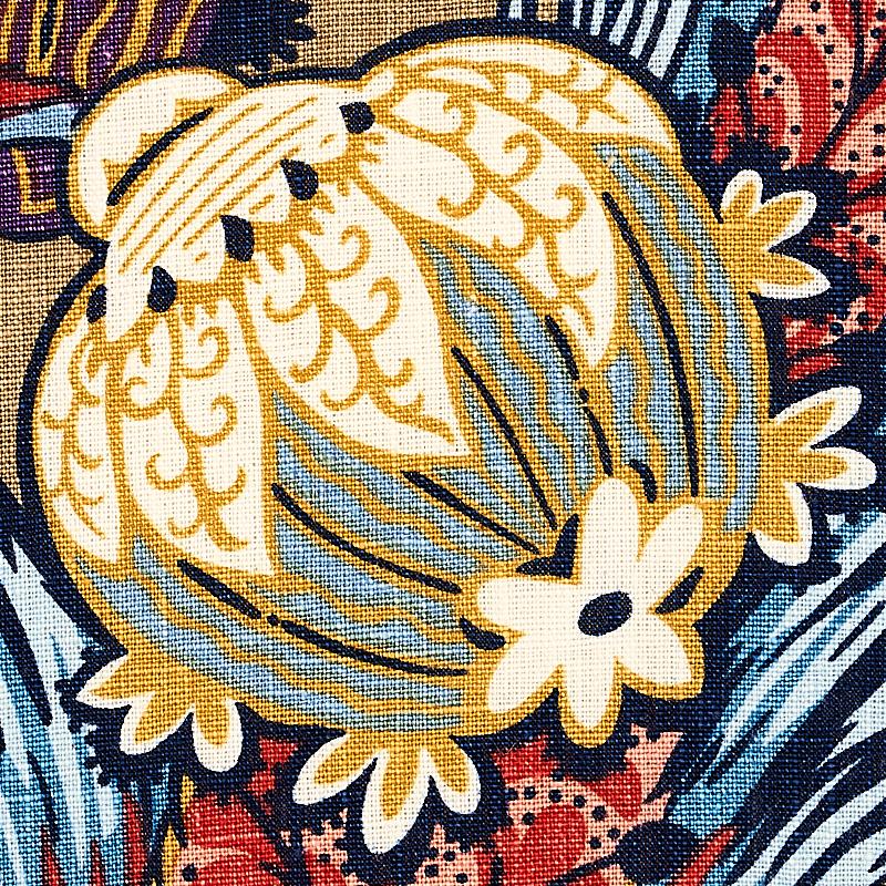 Schumacher Zanzibar Linen Print Cerulean Fabric