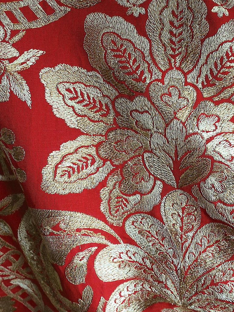 Scalamandre Elizabeth Damask Embroidery Charcoal Fabric