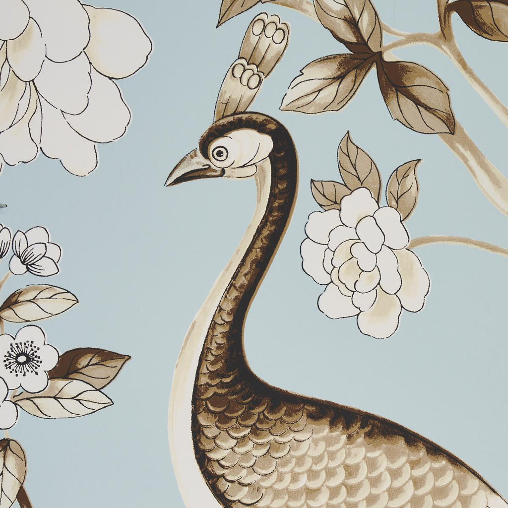 Schumacher Oiseaux Et Fleurs Mineral Wallpaper