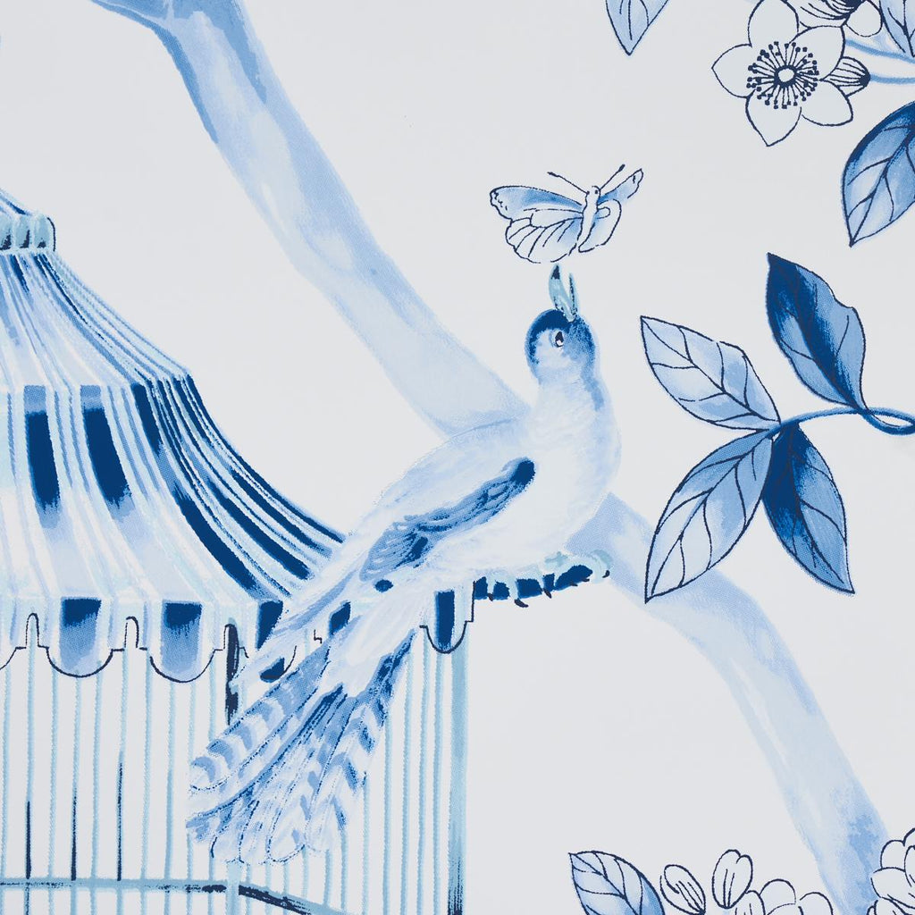 Schumacher Oiseaux Et Fleurs Porcelain Wallpaper