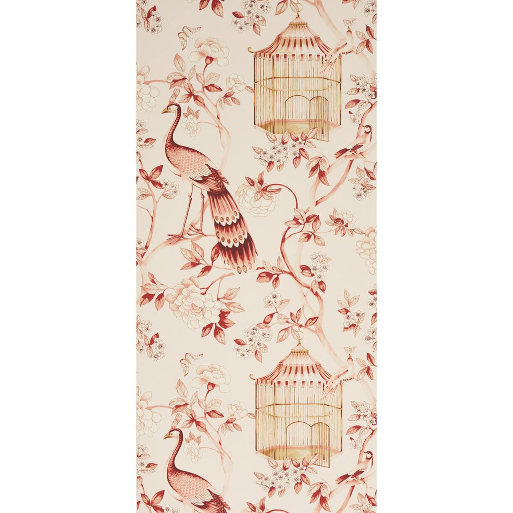 Schumacher Oiseaux Et Fleurs Cinnabar Wallpaper
