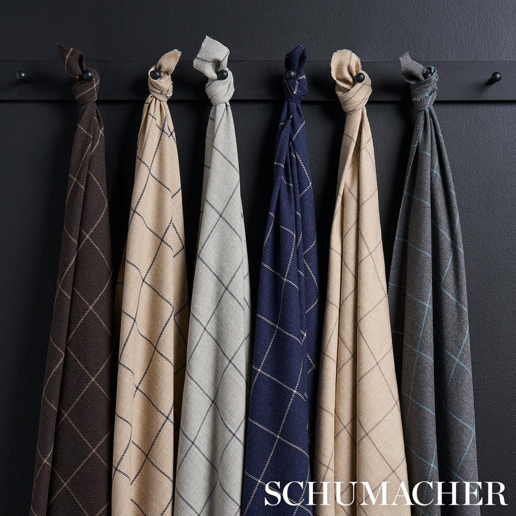 Schumacher Bancroft Wool Plaid Oxford Grey Fabric