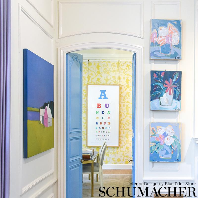 Schumacher Shantung Silhouette Sisal Yellow Wallpaper