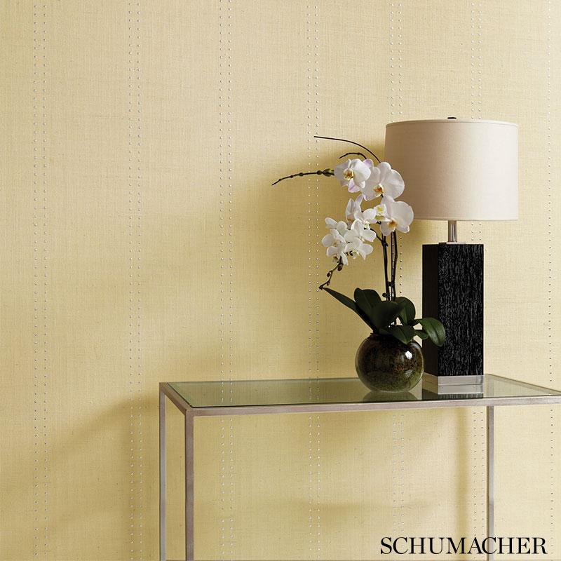 Schumacher Stud Stripe Ivory / Silver Wallpaper