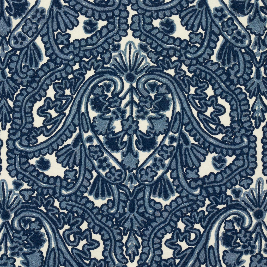 Schumacher Claremont Crewel Embroidery Delft Fabric