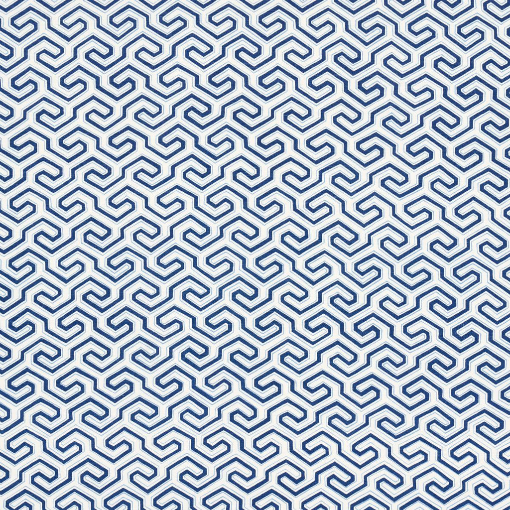 Schumacher Ming Fret Print Blue Fabric