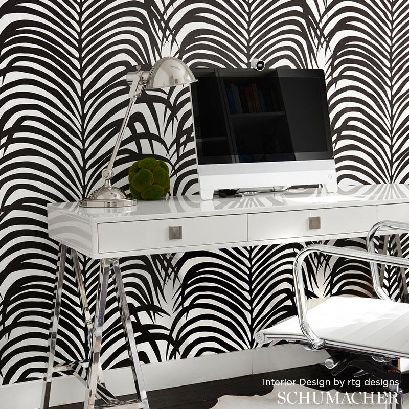Schumacher Zebra Palm Ebony Wallpaper