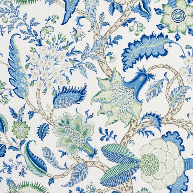 Schumacher Arborvitae Viridian & Blue Fabric