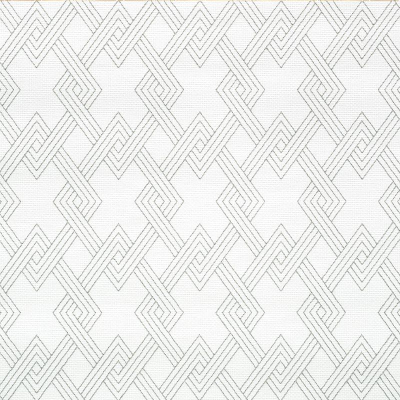 Schumacher Hix Embroidered Paperweave Grey Wallpaper