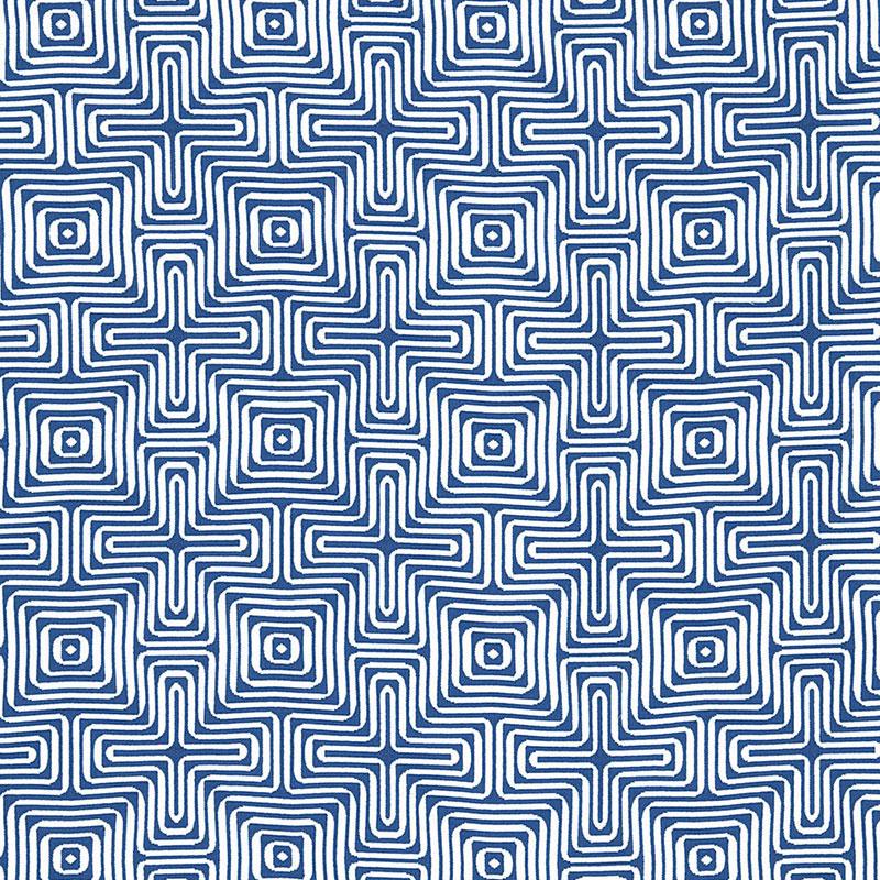 Schumacher Amazing Maze Indoor/Outdoor Ocean Fabric