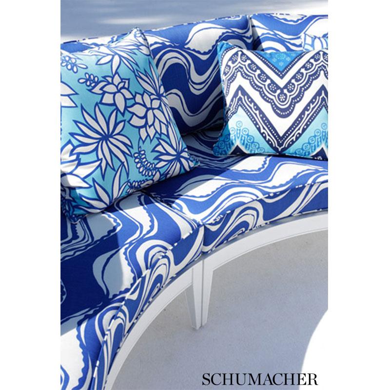 Schumacher Tangier Frame Print Sea Grass Fabric