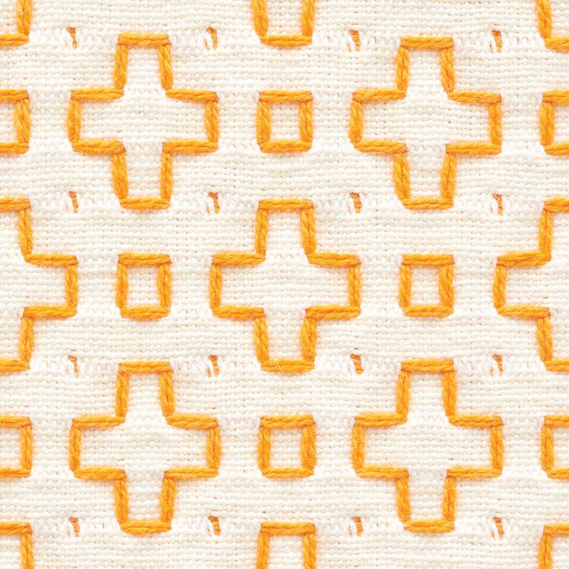 Schumacher Scout Embroidery Orange Fabric