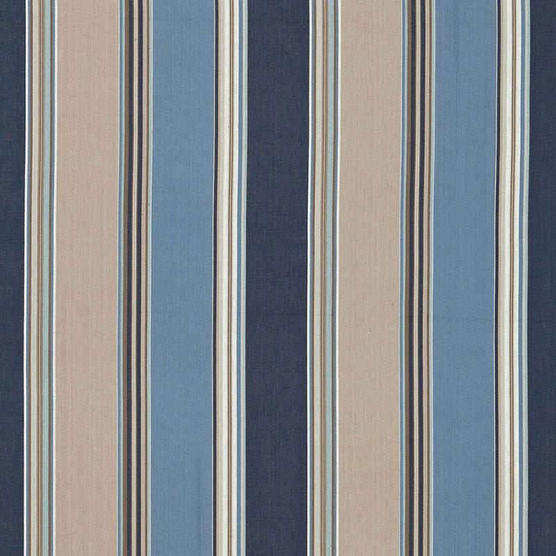 Schumacher Addison Cotton Stripe Indigo Fabric