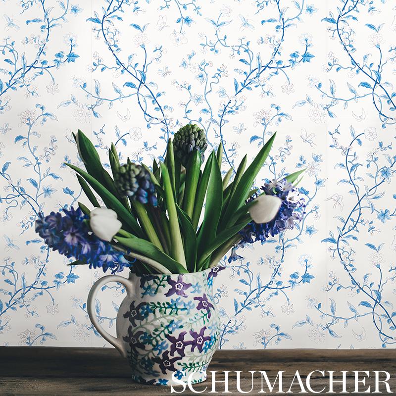 Schumacher Floraison Porcelain Wallpaper