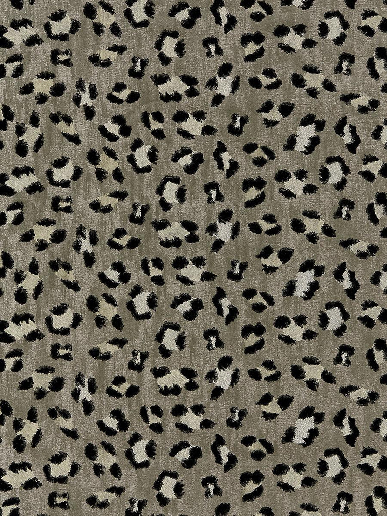 Scalamandre BRODERIE LEOPARD EBONY ON SILVER Fabric