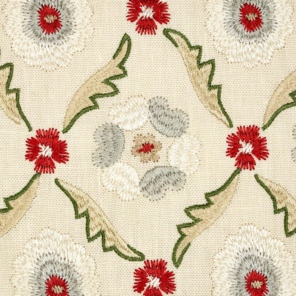 Schumacher Claremont Embroidery Crimson Fabric