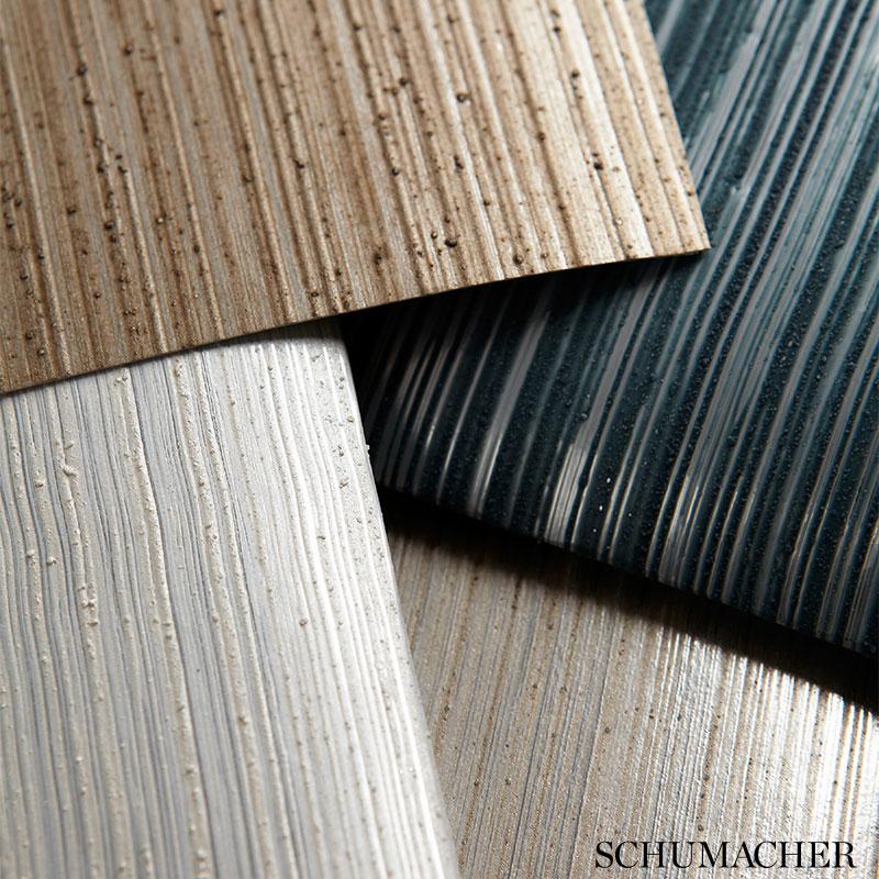 Schumacher Metallic Strie Silvered Taupe Wallpaper