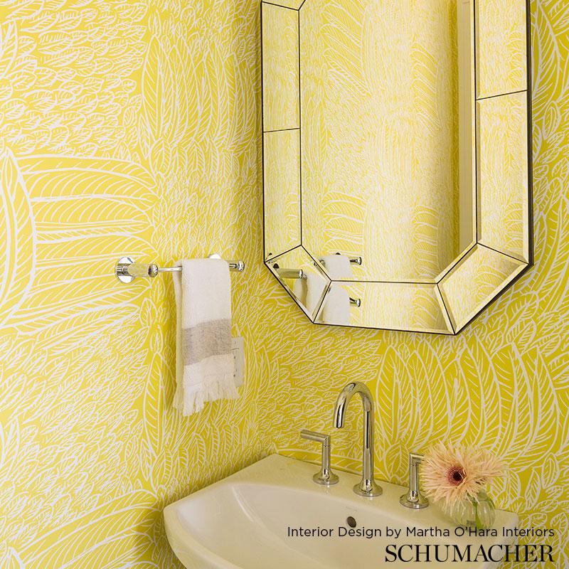 Schumacher Featherfest Citron Wallpaper