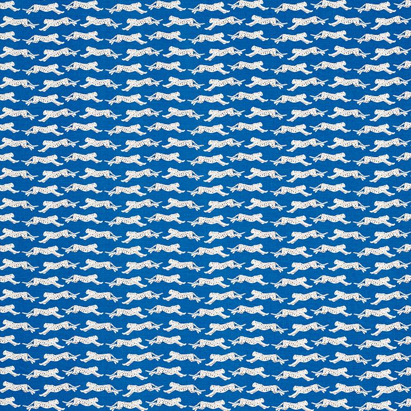 Schumacher Leaping Leopards Blue Fabric