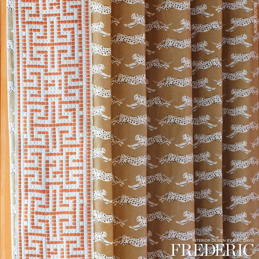 Schumacher Leaping Leopards Sand Fabric
