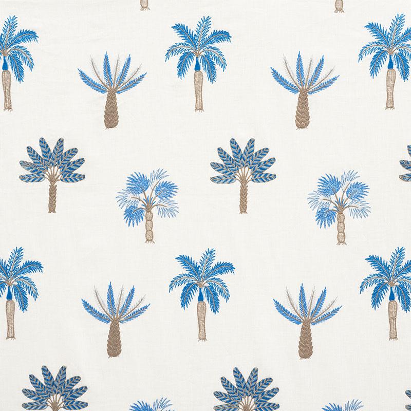 Schumacher Palmetto Beach Embroidery Blue Fabric
