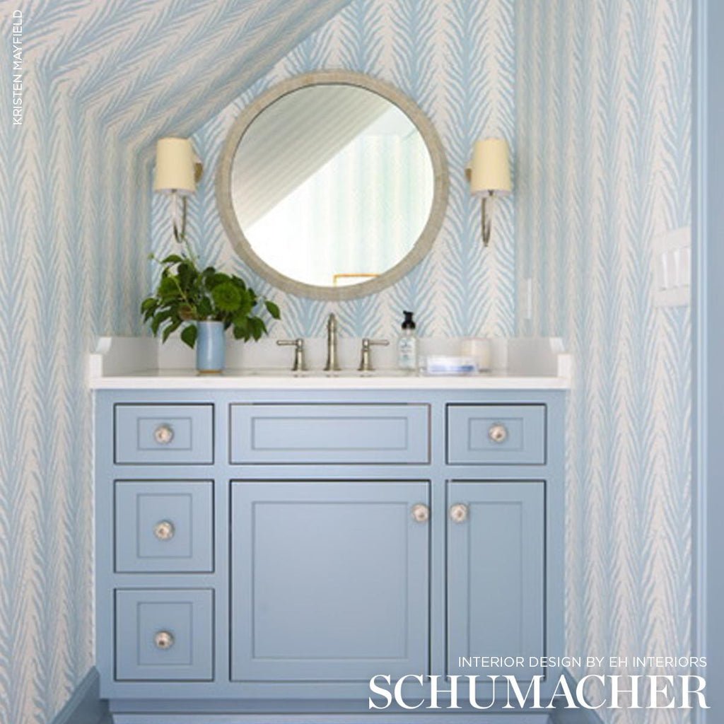 Schumacher Creeping Fern Slumber Blue Wallpaper