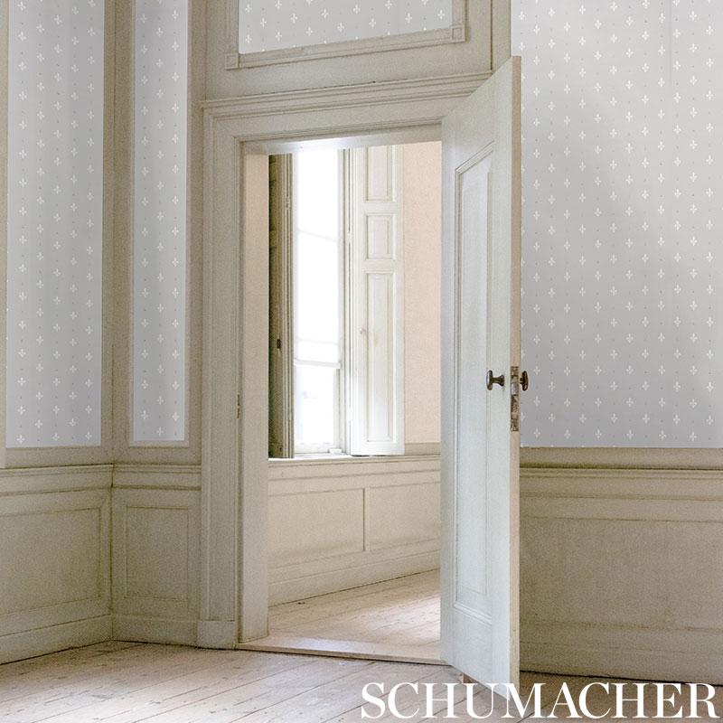 Schumacher Fleur De Lis Grey Wallpaper