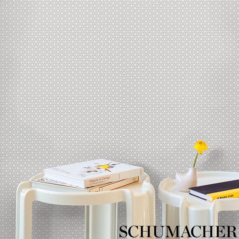 Schumacher Queen B Grey Wallpaper