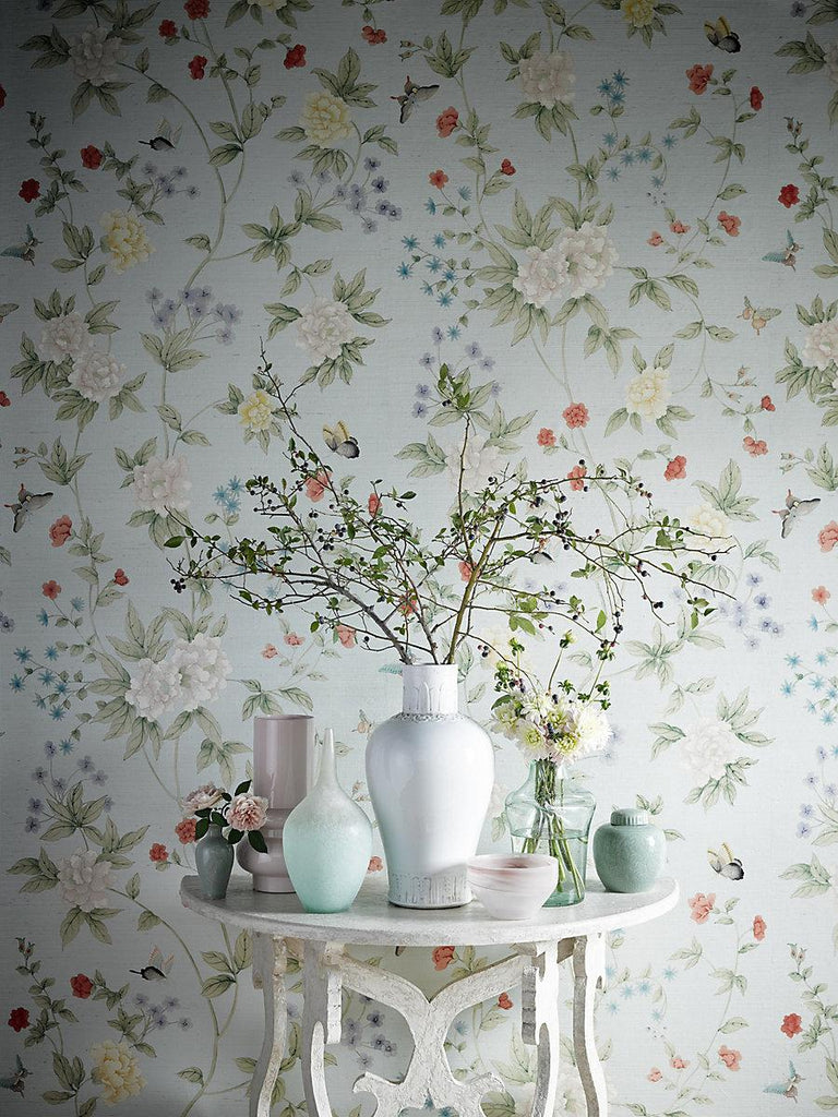 Scalamandre Luoyang Garden Sisal Porcelain Wallpaper