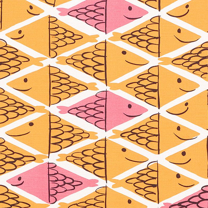 Schumacher Fish School Orange & Pink Fabric