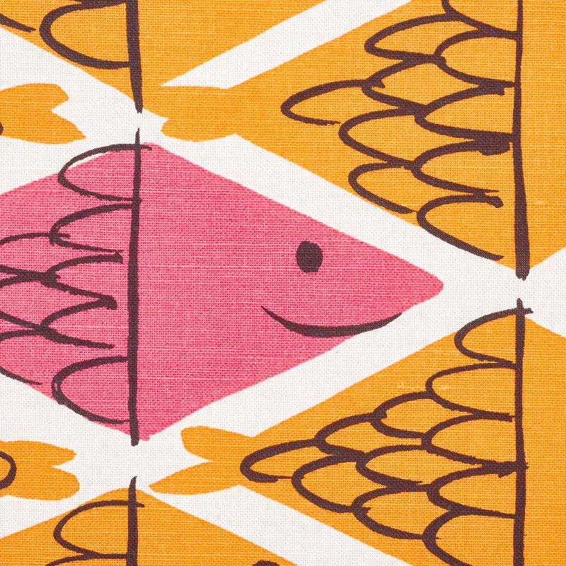 Schumacher Fish School Orange & Pink Fabric