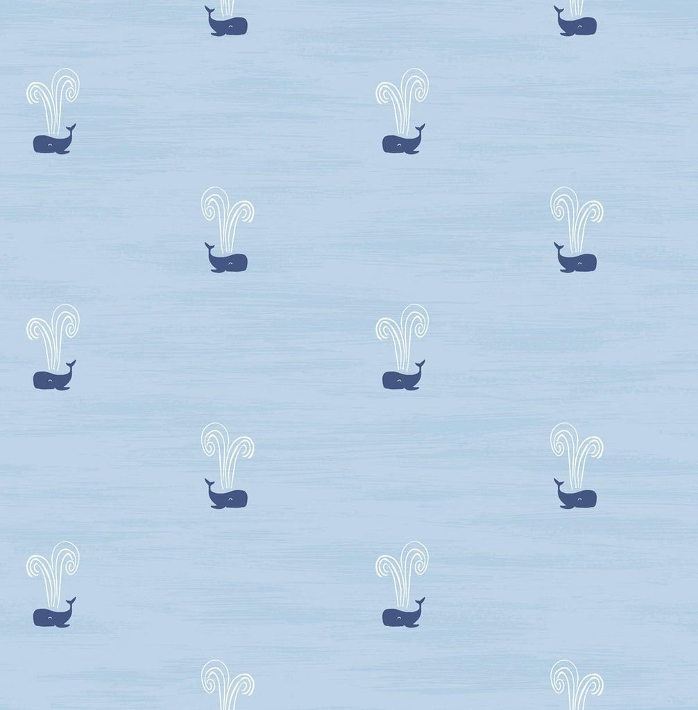 Seabrook Tiny Whales Sky Blue and Navy Wallpaper