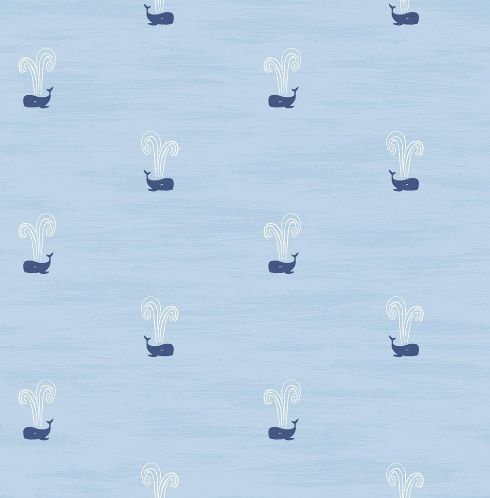 Seabrook Tiny Whales Blue Wallpaper