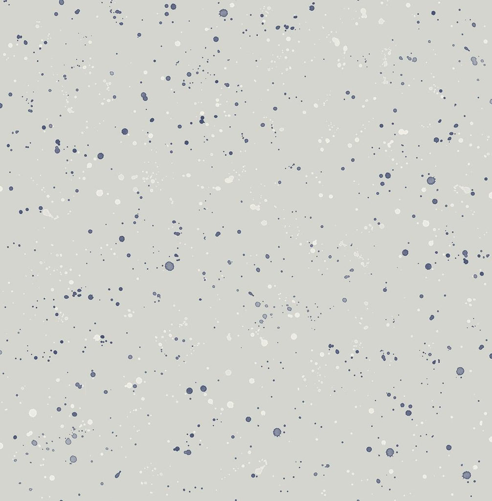 Seabrook Paint Splatter Gray and Midnight Blue Wallpaper