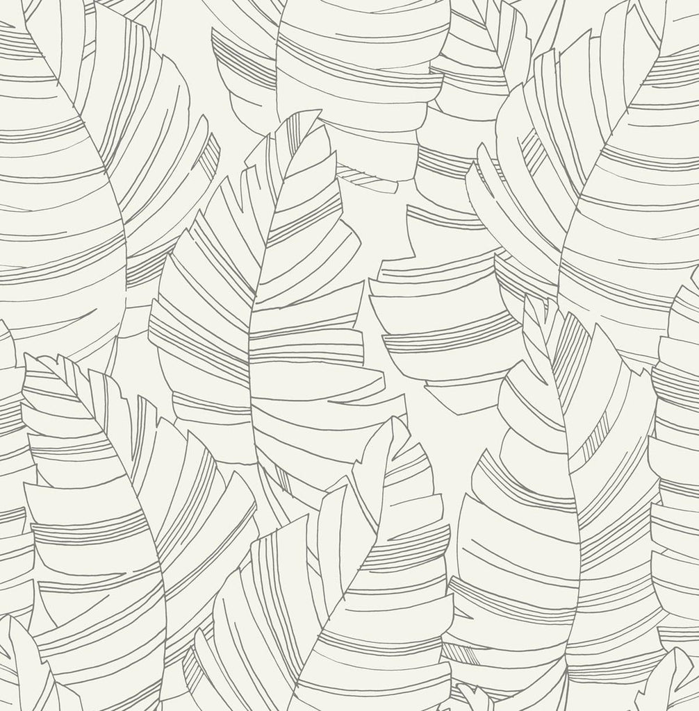 Seabrook Jungle Leaves Grey Wallpaper