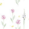 Seabrook Daisy Field Pink And Green Wallpaper