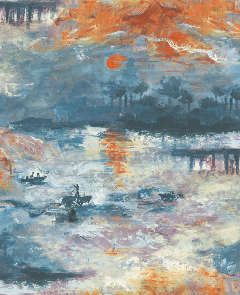 Seabrook Nautical Sunset Multicolored Wallpaper