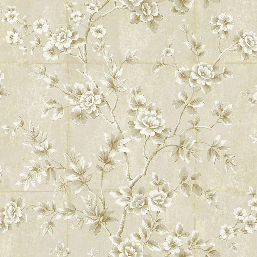 Seabrook Great Wall Floral Beige Wallpaper