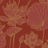 Seabrook Lotus Floral Metallic Gold And Crimson Wallpaper