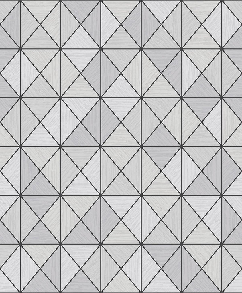 Seabrook Metallic Geo Grey Wallpaper